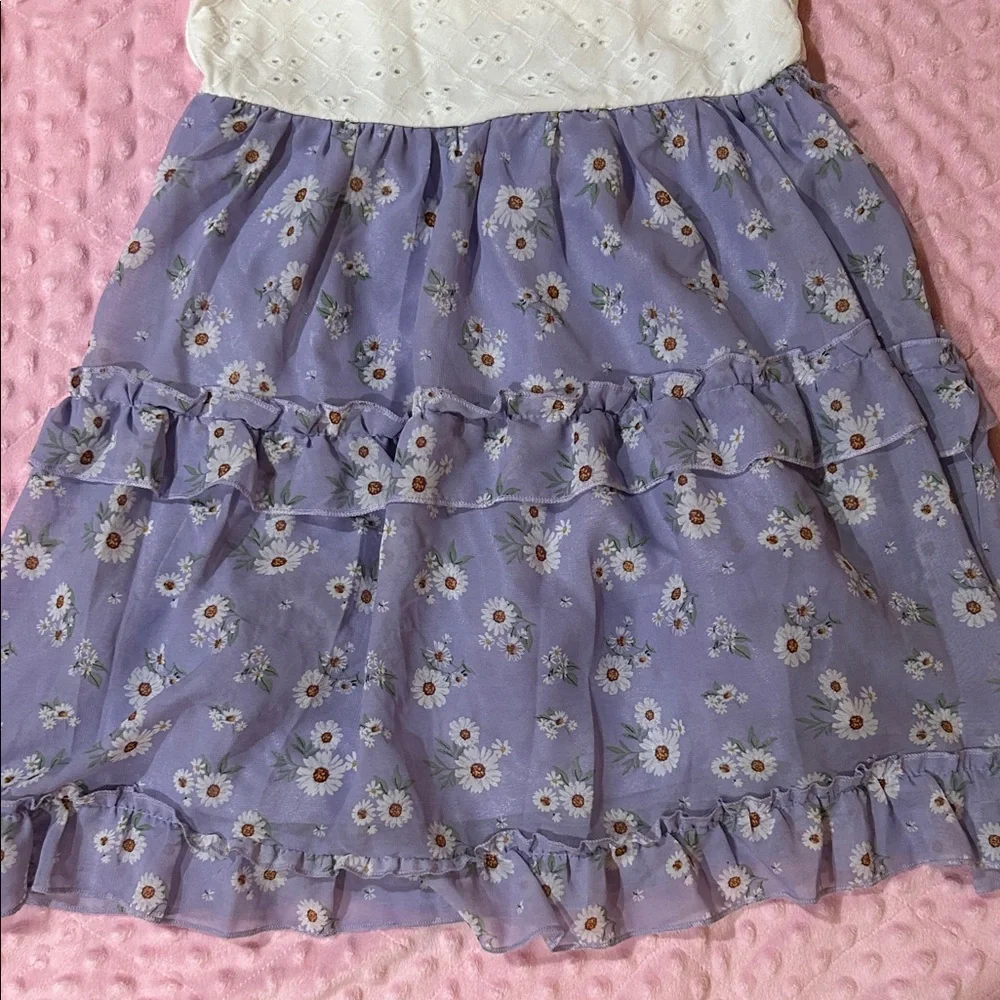 Knitworks White and Purple Floral Kids Dress